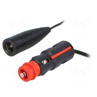 Cigarette lighter socket extension cord | 8A | Sup.volt: 12÷24VDC