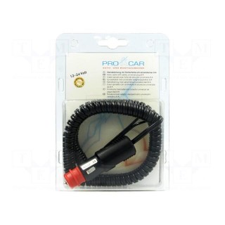 Cigarette lighter socket extension cord | cables | 8A | black | 3m