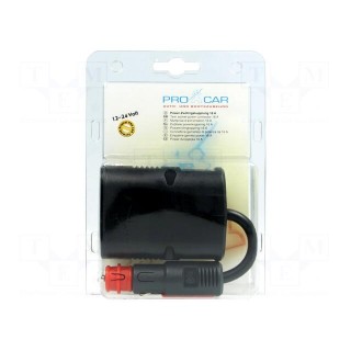 Cigarette lighter splitter | car lighter socket x2 | 16A | black