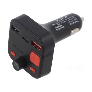FM transmitter | USB A socket x2,USB C socket | black | Uin: 12÷24V