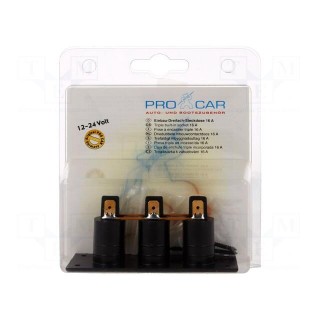 Car lighter socket | car lighter mini socket x3 | 16A | black