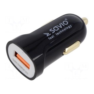 USB power supply | USB A socket | black | Uin: 12÷24V