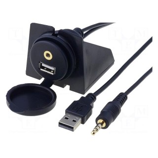USB/AUX adapter | USB A socket,Jack 3,5mm 3pin socket | 2m