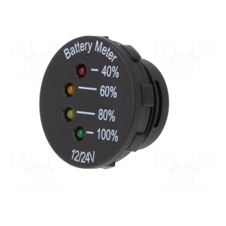 Voltmeter | on panel | LED | black | Features: battery indicator