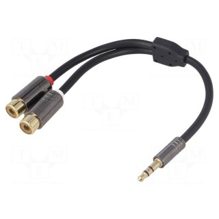 Aux adapter | RCA | gold-plated | black | V: stereo | 0.2m