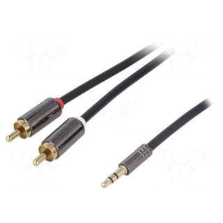 Aux adapter | RCA | gold-plated | RCA plug x2,Jack 3.5mm 3pin plug