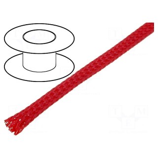Braid | polyester | 2÷5,nom.3mm | red | Package: 100m | Temp: -50÷150°C