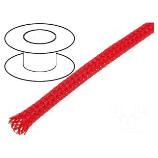 Braid | polyester | 3÷7,nom.4mm | red | Package: 100m | Temp: -50÷150°C