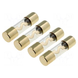 Fuse: fuse | glass | 60A | gold-plated | Pcs: 4 | Conductor: gold