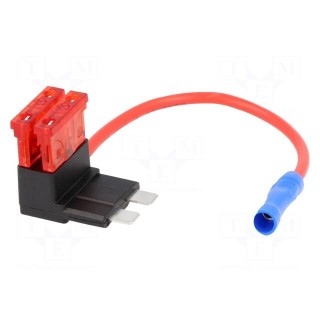 Splitter | automotive ATO | 10A | fuses x2 | 1mm2 | Colour: red