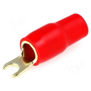 Terminal: fork | M4 | 20mm2 | gold-plated | insulated | red