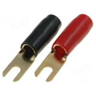 Terminal: fork | M4 | 4mm2 | gold-plated | insulated | red and black