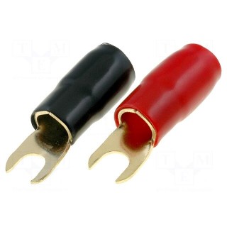 Terminal: fork | M5 | 35mm2 | gold-plated | insulated | red and black