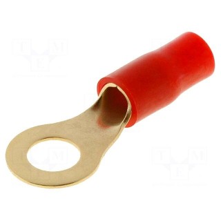 Terminal: ring | M8 | 10mm2 | gold-plated | insulated | red