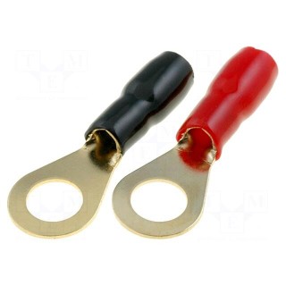 Terminal: ring | M8 | 10mm2 | gold-plated | insulated | red and black