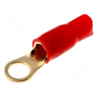 Terminal: ring | M8 | 16mm2 | gold-plated | insulated | red