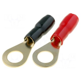 Terminal: ring | M8 | 4mm2 | gold-plated | insulated | red and black