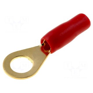 Terminal: ring | M8 | 6mm2 | gold-plated | insulated | red