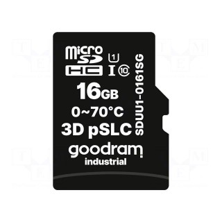 Memory card | industrial | 3D pSLC,microSD | UHS I U1 | 16GB | 0÷70°C