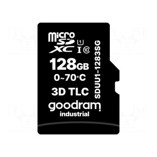 Memory card | industrial | 3D TLC,microSD | UHS I U1 | 128GB | 0÷70°C