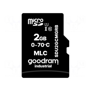 Memory card | industrial | microSD,MLC | 2GB | 0÷70°C
