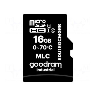 Memory card | industrial | MLC,SD Micro | 16GB | UHS I U1 | 0÷70°C