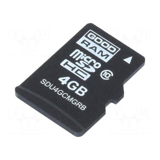 Memory card | industrial | MLC,SD Micro | 4GB | UHS I U1 | 0÷70°C