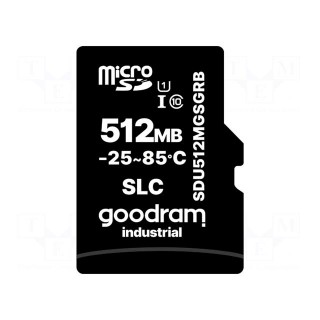 Memory card | industrial | SD Micro,SLC | 512MB | Class 6 | -25÷85°C