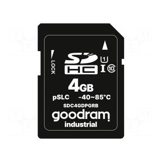 Memory card | industrial | SD,pSLC | 4GB | UHS I U1 | -40÷85°C