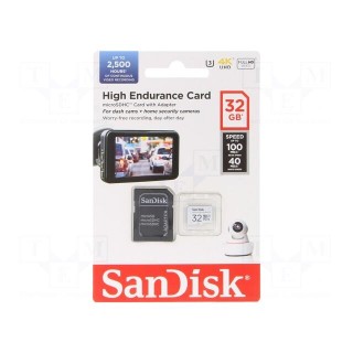 Memory card | microSDHC | R: 100MB/s | W: 40MB/s | UHS I U3 V30 | 32GB