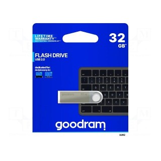 Pendrive | USB 2.0 | 32GB | R: 20MB/s | W: 5MB/s | silver | USB A