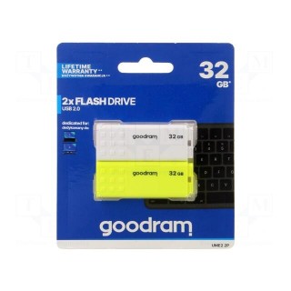 Pendrive | USB 2.0 | 32GB | R: 20MB/s | W: 5MB/s | white,yellow | USB A