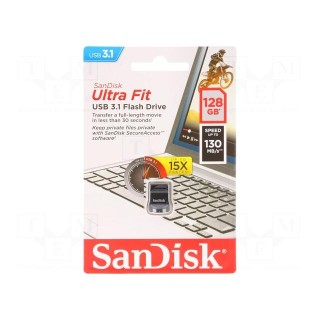 Pendrive | USB 3.2 | 128GB | R: 130MB/s | USB A | ULTRA FIT