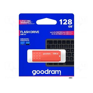 Pendrive | USB 3.0 | 128GB | R: 60MB/s | W: 20MB/s | orange | USB A