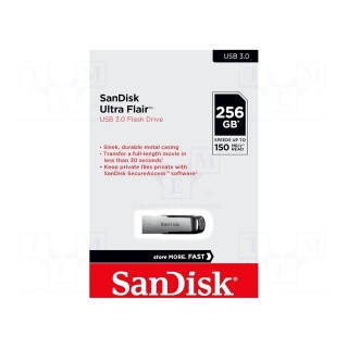Pendrive | USB 3.0 | 256GB | R: 150MB/s | ULTRA FLAIR | black | USB A
