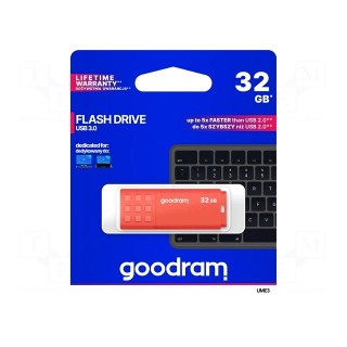 Pendrive | USB 3.0 | 32GB | Read: 60MB/s | Write: 20MB/s | Colour: orange