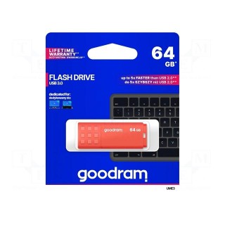 Pendrive | USB 3.0 | 64GB | Read: 60MB/s | Write: 20MB/s | Colour: orange