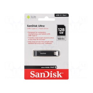Pendrive | USB 3.1 | 128GB | R: 150MB/s | USB C | ULTRA USB