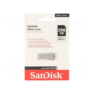 Pendrive | USB 3.2 | 256GB | R: 150MB/s | ULTRA LUXE | silver | USB A