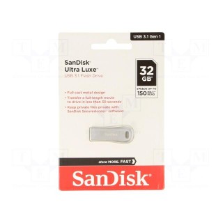Pendrive | USB 3.2 | 32GB | R: 150MB/s | USB A | ULTRA LUXE | silver
