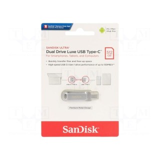Pendrive | USB 3.1 | 512GB | R: 150MB/s | USB A,USB C