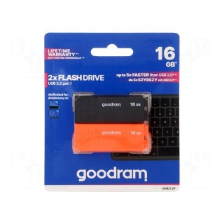 Pendrive | USB 3.2 | 16GB | R: 60MB/s | W: 20MB/s | black,orange | USB A