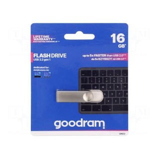 Pendrive | USB 3.2 | 16GB | R: 60MB/s | W: 20MB/s | USB A | silver