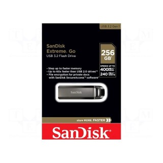 Pendrive | USB 3.2 | 256GB | USB A | Extreme GO | black,silver