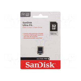 Pendrive | USB 3.2 | 32GB | R: 130MB/s | ULTRA FIT | USB A