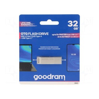 Pendrive | USB 3.2 | 32GB | R: 60MB/s | W: 20MB/s | USB A | silver