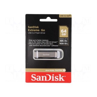 Pendrive | USB 3.2 | 64GB | USB A | Extreme GO | black,silver