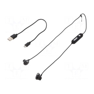 Wireless headphones with microphone | black | USB | 10m | 7h