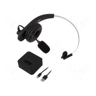 Wireless headphones with microphone | black | USB C | 20÷20000Hz