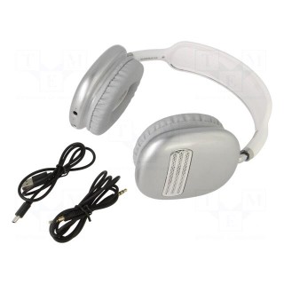 Wireless headphones with microphone | white,black | USB C | 10m